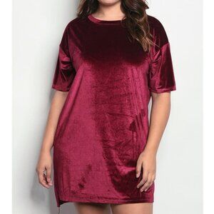 Love Riche Burgundy Velour Tunic Tee Plus Size 1X 2X or 3X